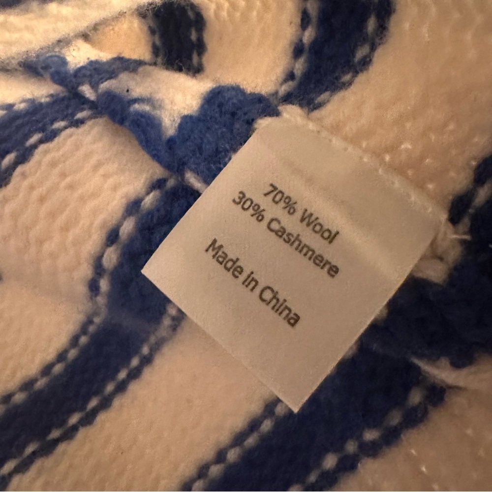 La Ligne Mini Marin White Blue Wool Cashmere Cropped Striped Sweater Size S - Picture 4 of 5